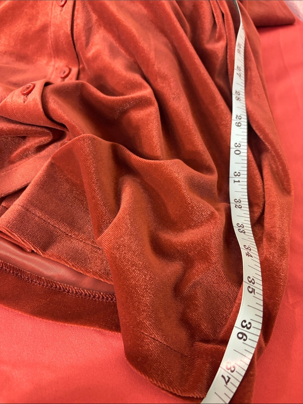 Time and Tru - NWT Copper Brown Velvet Button-Front Belted Dress Chic Classic - Picture 7 of 9